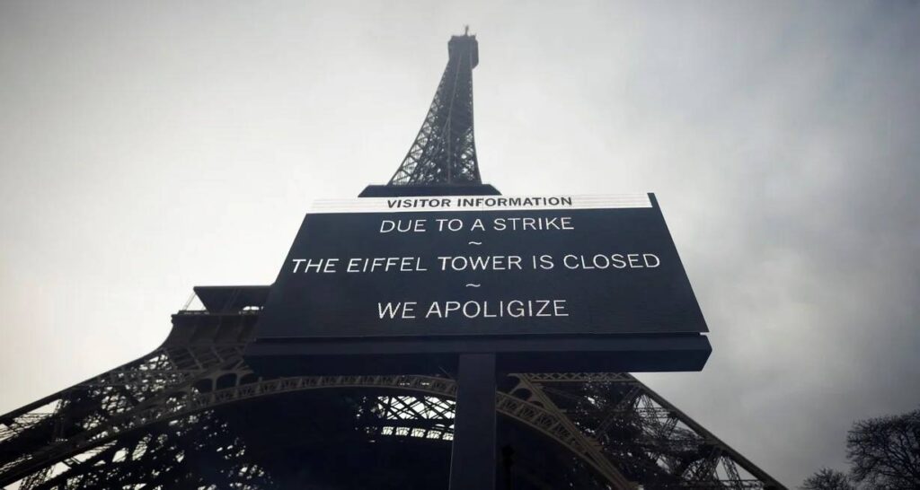 Torre Eiffel cerrada: tercer día de huelga por demandas de trabajadores